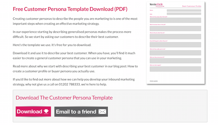 Customer persona template free download