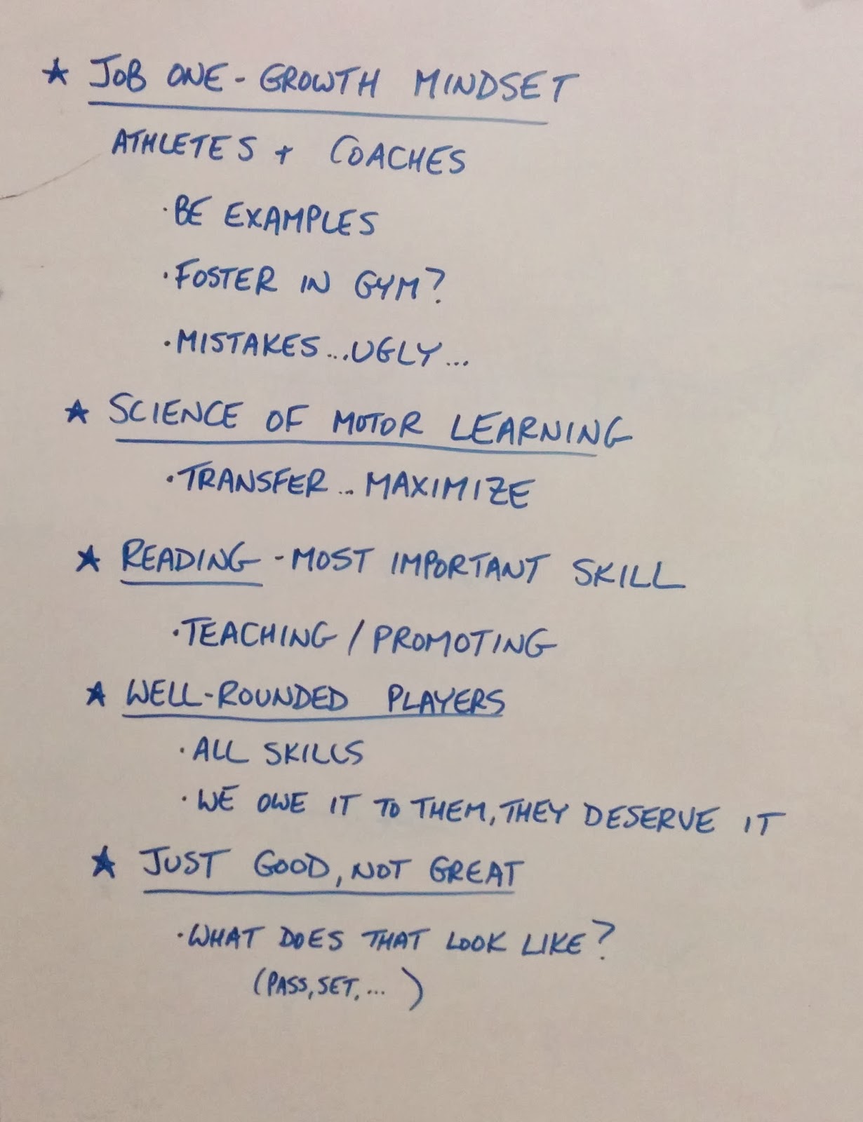 Karch Kiraly Growth Mindset whiteboard - Job one - Growth Mindset